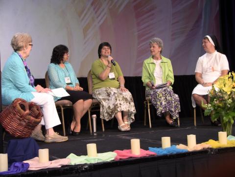 Conversation among Yesenia Fernandez, MGSpS; Alba Letelier, SP; Ann Jackson, PBVM; and Virginia Herbers, ASCJ