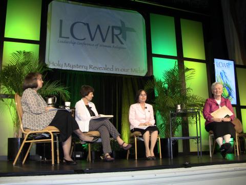 Nancy Conway, CSJ; Ana Lydia Sonora Matos, CDP; and Margaret Ormond, OP speak on the discernment of Holy Mystery in their ministry of leadership
