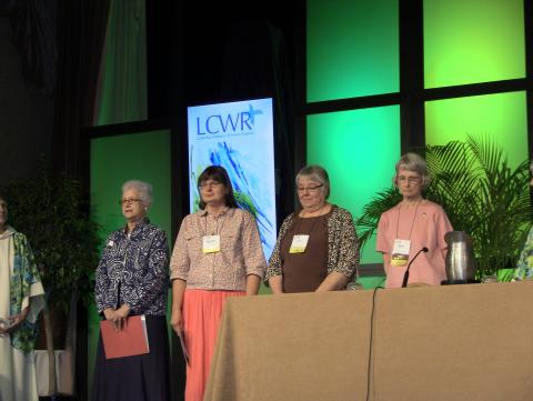 The candidates for LCWR secretary and president-elect address the assembly