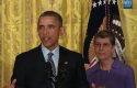 President Obama and Sister Joan Marie Steadman, CSC at White House Briefing